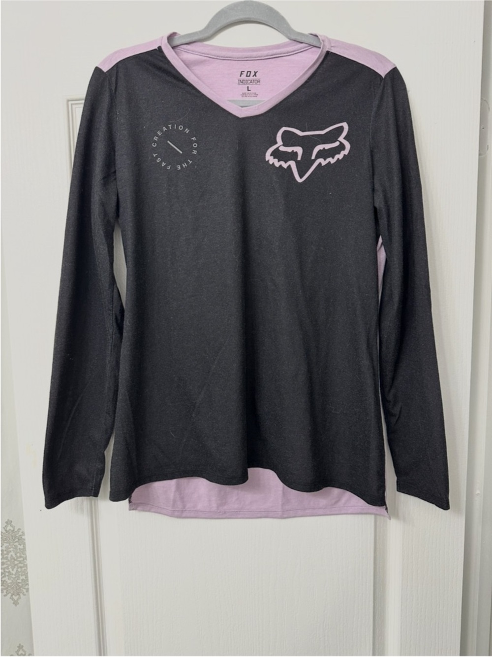 Fox Black and Light Pink Long Sleeve V-Neck Jersey